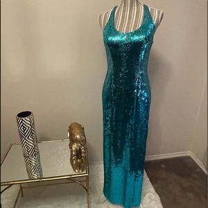 Adrianna Papell Evening Aqua Blue
Sequin Formal Long Dress Prom